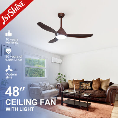 ভালো দাম 48in প্লাস্টিক LED সিলিং ফ্যান 220V 50HZ কাঠের শস্য ব্লেড সহ অনলাইন